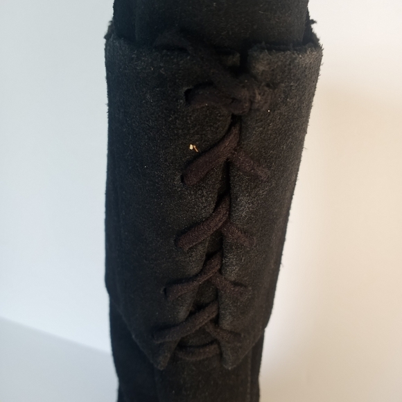 Size 8 vintage Suede Colin Stuart Wedge Leather Boots Lace Up Detail Winter Fall - Picture 11 of 16
